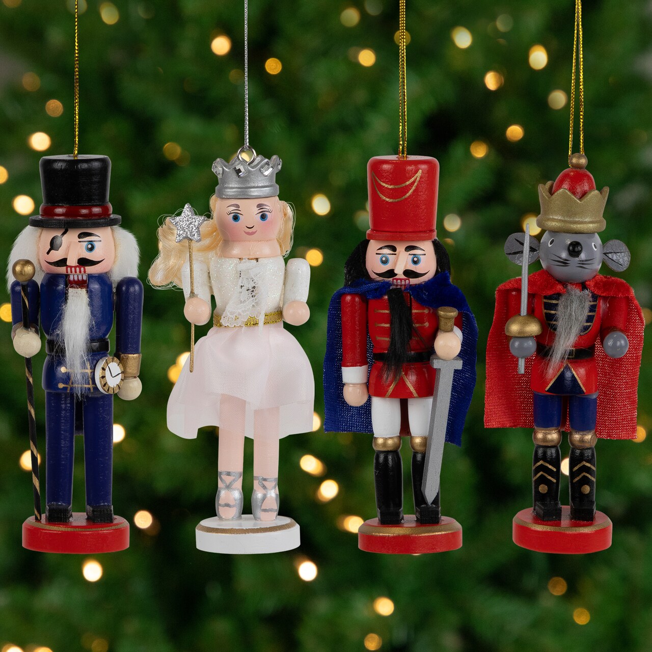 Northlight The Nutcracker Suite Character Christmas Ornaments - 5.25" - Red and Blue - Set of 4